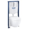 39536000 Wall Hung Rimless Toilet with Soft Close Seat Frame and Cistern - Grohe Solido Euro