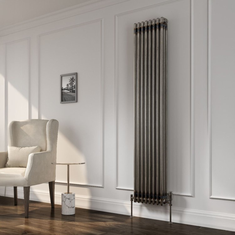 Reina Colona Raw Metal Vertical 3 Column Radiator - 1800 x 380mm