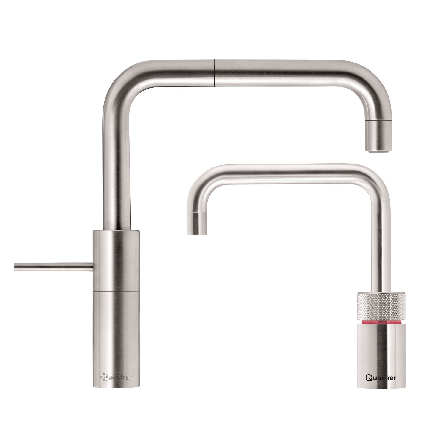 Quooker Nordic Square Stainless Steel Twin Taps