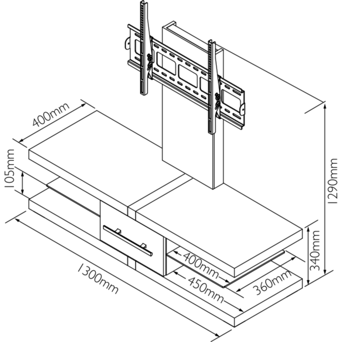 Techlink Ec130tvb Echo Tv Stand With Bracket For Up To 60 Tvs Black