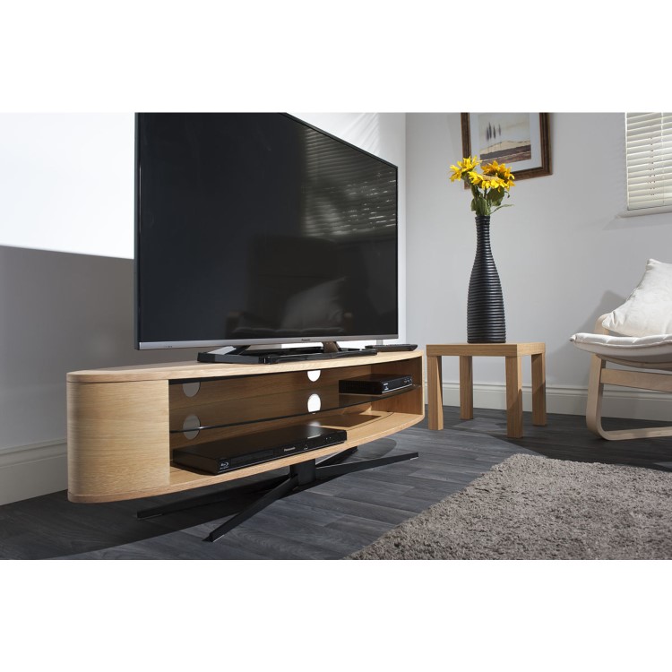 Techlink EL140LO Ellipse TV Stand for up to 70" TVs - Light Oak