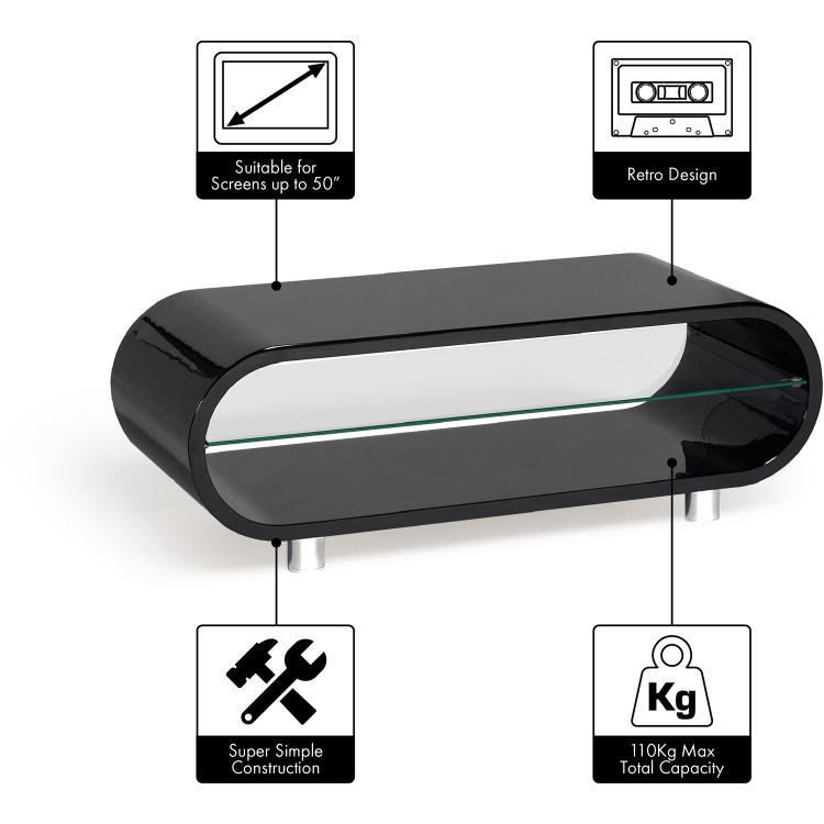 Techlink Black OV95 Ovid TV and HiFi Stand - TV's up to 50"