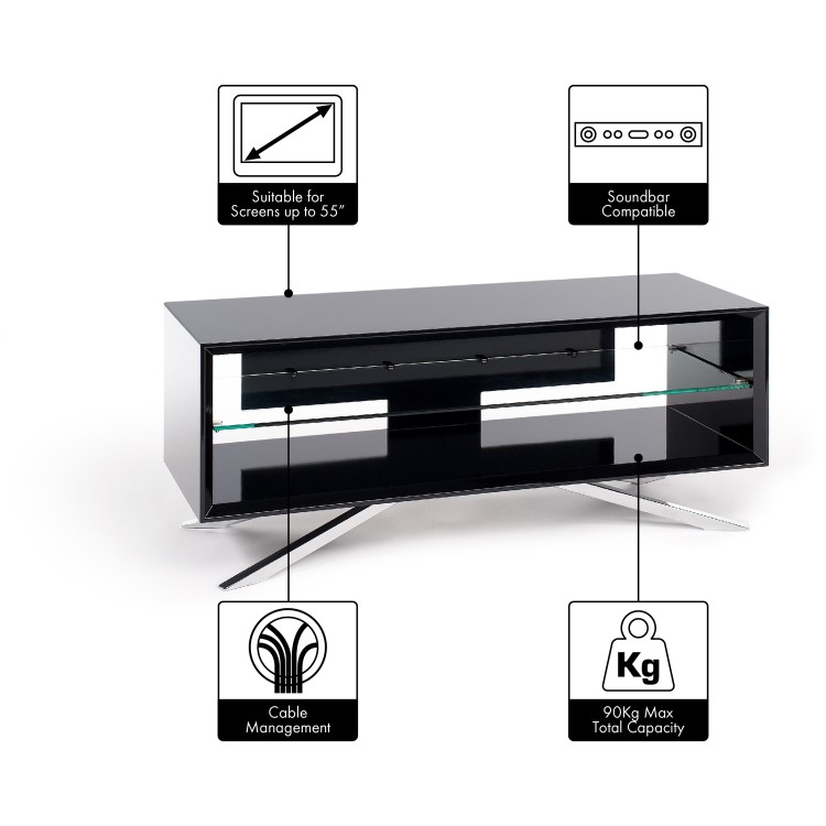 Techlink AA110B Arena TV Stand for up to 55" TVs - Black