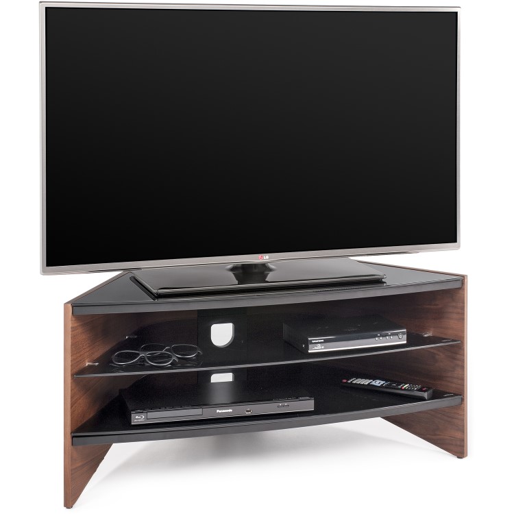 Techlink RV100W Riva Corner TV Stand for up to 50" TVs - Walnut