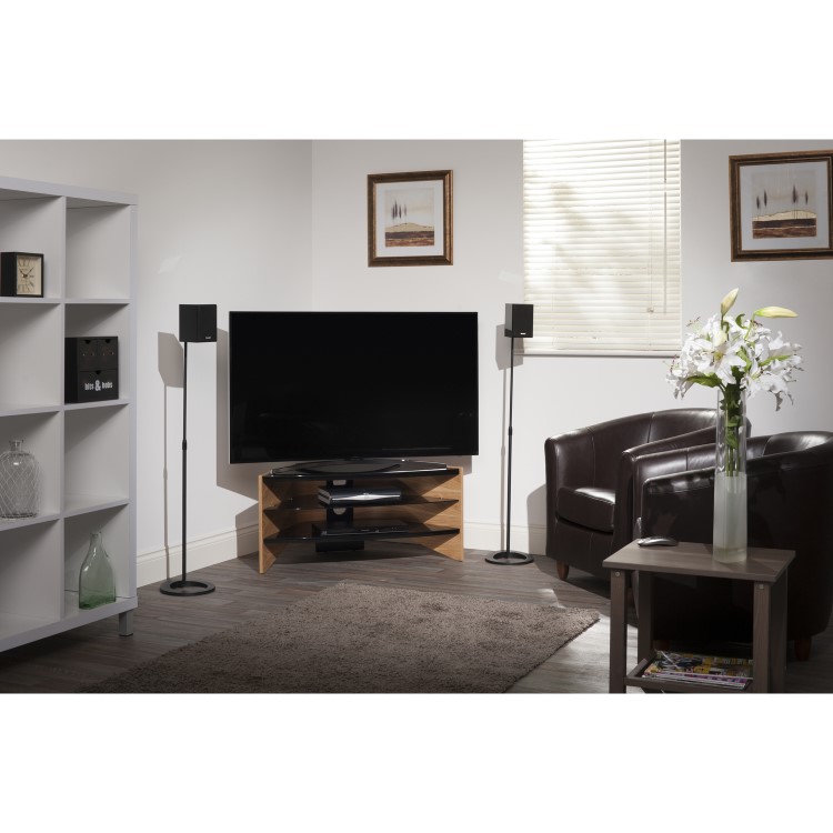 Techlink RV100LO Riva Corner TV Stand for up to 50" TVs - Light Oak