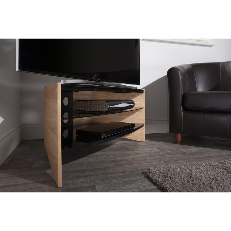 Techlink RV100LO Riva Corner TV Stand for up to 50" TVs - Light Oak