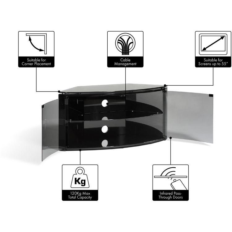 Techlink B6B Bench Corner TV Stand for up to 55" TVs - Black