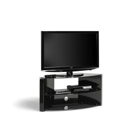 Techlink Bench Corner B3B Black AV Stand two glass shelves cable management 1084mm wide suitable for screens up to 55"