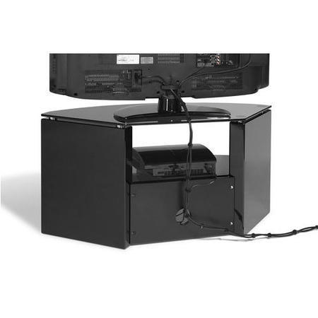 Techlink Bench Corner B3B Black AV Stand two glass shelves cable management 1084mm wide suitable for screens up to 55"