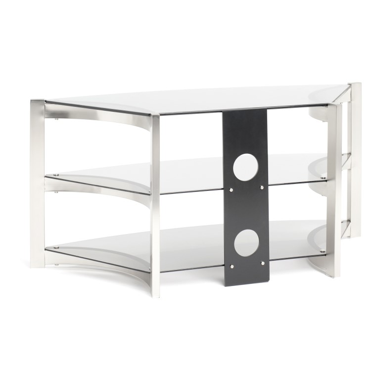 Techlink SK100TC Skala Corner TV Stand for TVs up to 50" - Titanium & Smoked Glass