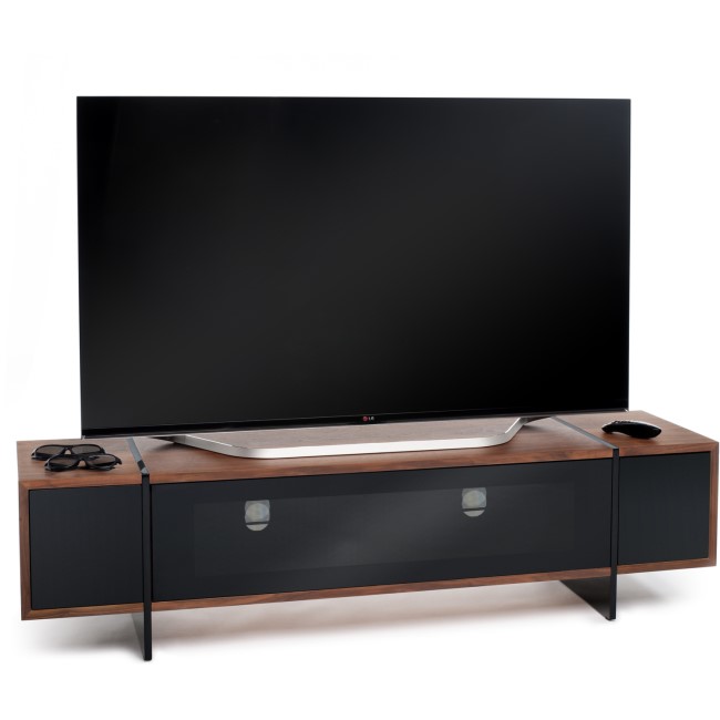 Techlink Edge TV Stand for up to 80" TVs - Walnut/Black