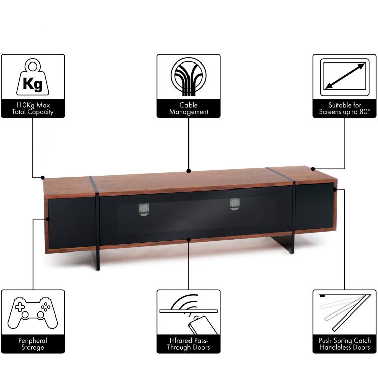 Techlink Edge TV Stand for up to 80" TVs - Walnut/Black
