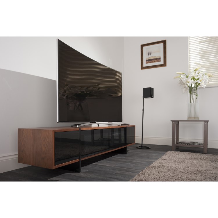 Techlink Edge TV Stand for up to 80" TVs - Walnut/Black