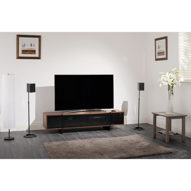 Techlink Edge TV Stand for up to 80" TVs - Walnut/Black
