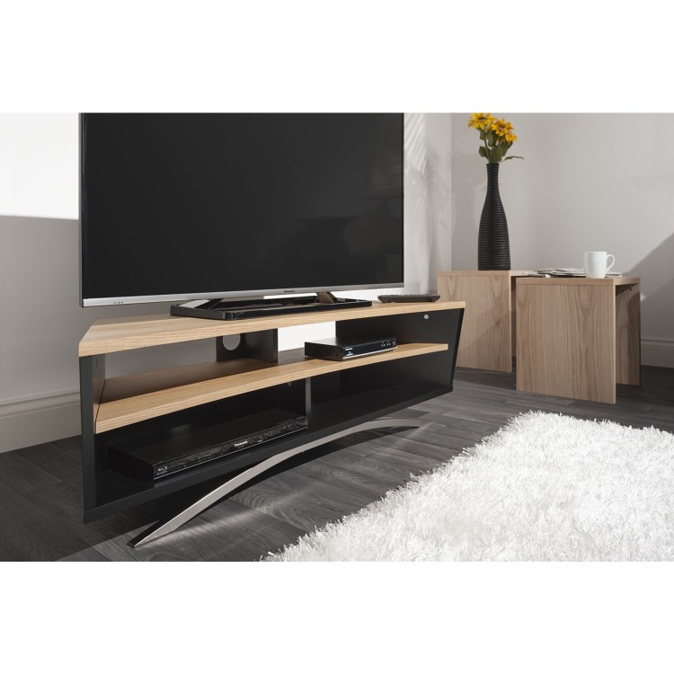 Techlink Prisma PR130SBLO TV Stand for up to 65" TVs - Black/Light Oak