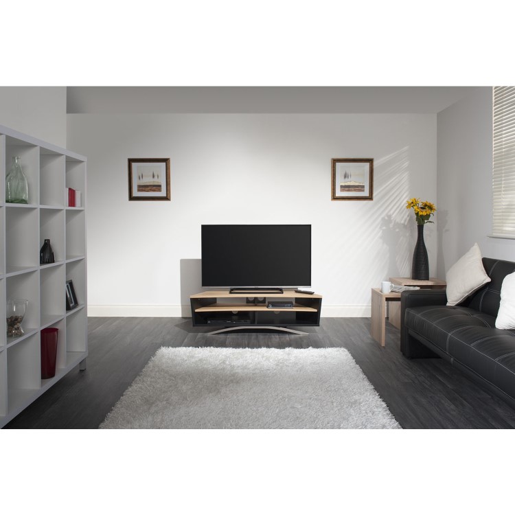 Techlink Prisma PR130SBLO TV Stand for up to 65" TVs - Black/Light Oak