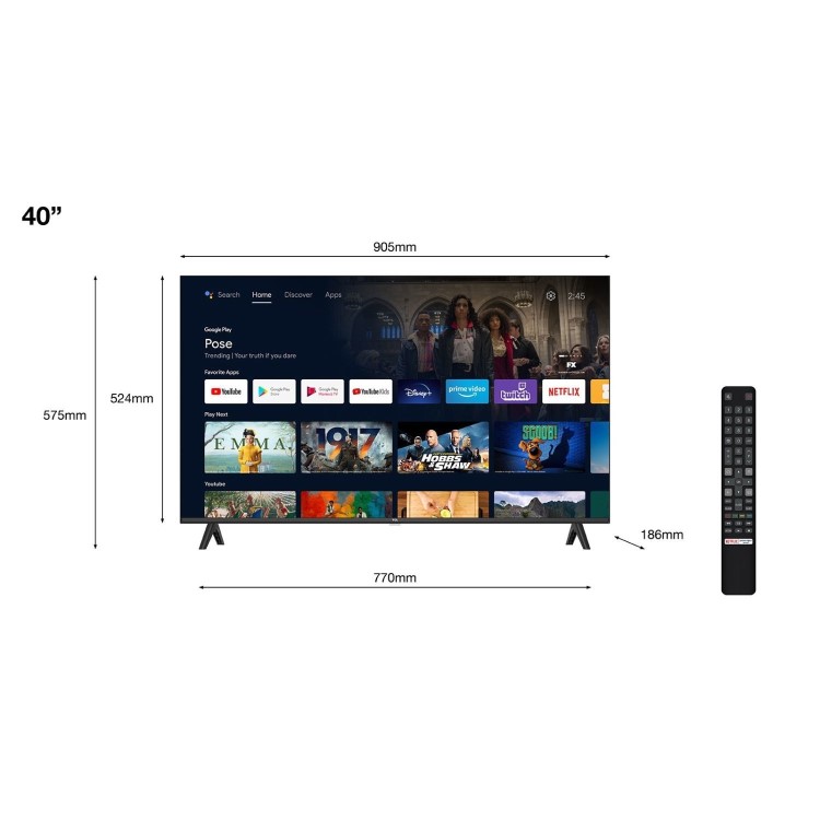TCL 40S5400AK 40-Inch Full HD Smart Android TV  HDR10 Dolby Audio & Chromecast-Built-In