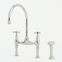 Perrin And Rowe 4172PF Ionian Bridge Mixer Tap In Pewter With Crosshead Handles And Rinse