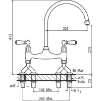 Perrin And Rowe 4192CP Traditional Ionian Two Hole Mixer Tap