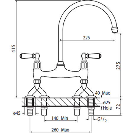 Perrin and Rowe 4173PF Ionian 2 Hole Mix Tap with Rinse in Pewter