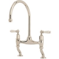 Perrin And Rowe 4193NIWPC Traditional Ionian Two Hole Mixer Tap Nickel/White Levers