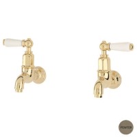 Perrin and Rowe 4332PFWPC Mayan Deck Mounted Bibcock Taps in Pewter
