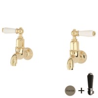 Perrin and Rowe 4332PFCPN Mayan Deck Mounted Bibcock Taps in Pewter