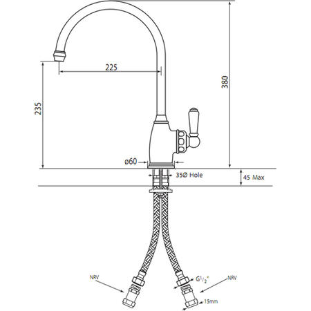 Perrin And Rowe 4341PFWPC Parthian Single Lever Mixer Tap Pewter/White Lever