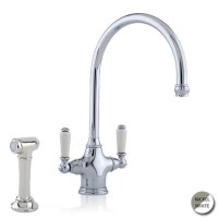 Perrin and Rowe 4360NIWPC Phoenician Biflow Monobloc Mixer Tap with Rinse in Nickel