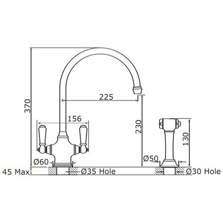 Perrin And Rowe 4360CPWPC Phoenician Biflow Monobloc Mixer Tap with Rinse in Chrome