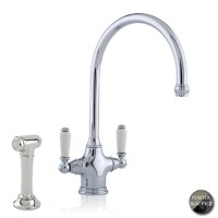 Perrin and Rowe 4360PFABI Phoenician Biflow Monobloc Mixer Tap with Rinse in Pewter