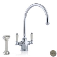 Perrin and Rowe 4360PFBPF Phoenician Biflow Monobloc Mixer Tap with Rinse in Pewter