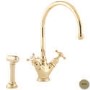 Perrin and Rowe 4365IG Minoan Biflow Mixer Tap with Crosshead Handles and Rinse in Inca Gold