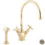 Perrin and Rowe 4365NI Minoan Biflow Mixer Tap with Crosshead Handles and Rinse in Nickel