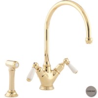 Perrin And Rowe 4367CPWPC Minoan Biflow Mixer Tap with Lever Handles and Rinse in Chrome