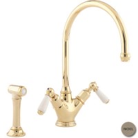 Perrin and Rowe 4367NIWPC Minoan Biflow Mixer Tap with Lever Handles and Rinse in Nickel