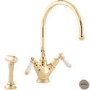 Perrin and Rowe 4367NIWPC Minoan Biflow Mixer Tap with Lever Handles and Rinse in Nickel
