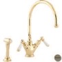 Perrin and Rowe 4367PFWPC Minoan Biflow Mixer Tap with Lever Handles and Rinse in Pewter
