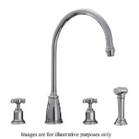 Perrin and Rowe 4375PF Traditional collection Athenian Three Hole Sink Mixer Tap with Rinse