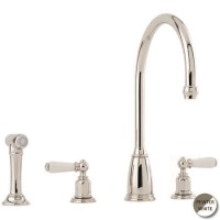 Perrin and Rowe 4376PFWPC Athenian Three Hole Mixer Tap with Rinse in Pewter