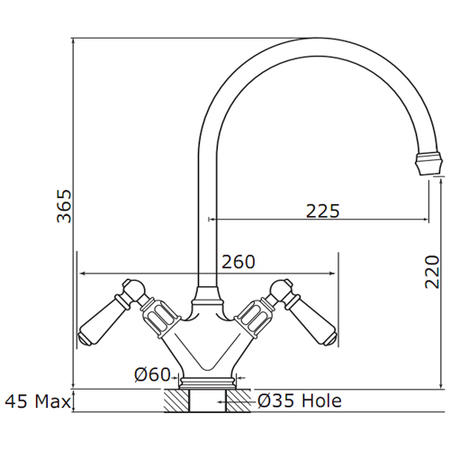 Perrin and Rowe 4387PFWPC Minoan Monobloc Mixer Tap in Nickel
