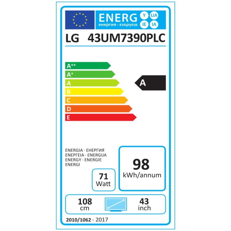LG 43UM7390PLC 43" 4K Ultra HD Smart HDR LED TV with Freeview HD and Freesat - White