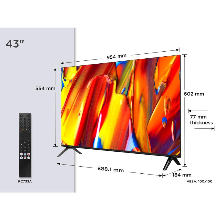 TCL 43V5C-UK 43" FHD TV Google Smart TV