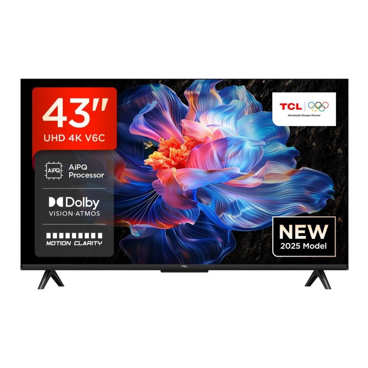 TCL 43V6C-UK 43" 4K HDR Smart Google TV – Dolby Vision AiPQ Processor Game Master