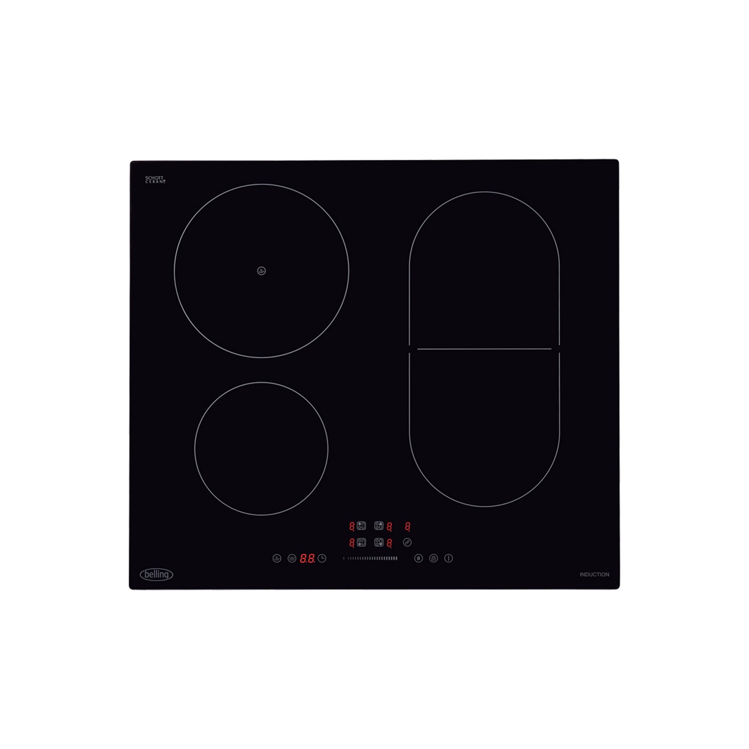 Belling IHL602 60cm 4 Zone Induction Hob with Linkable Zone