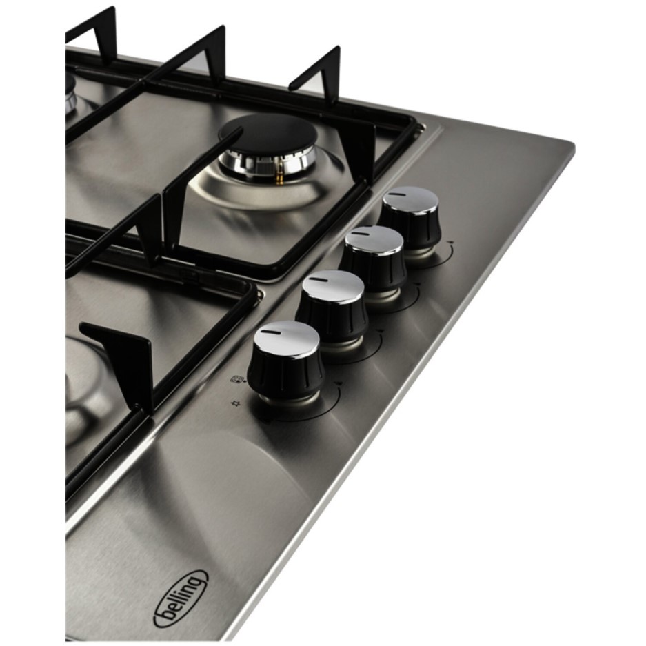 Belling GHU602GC 58cm Front Control Four Burner Gas Hob - Stainless