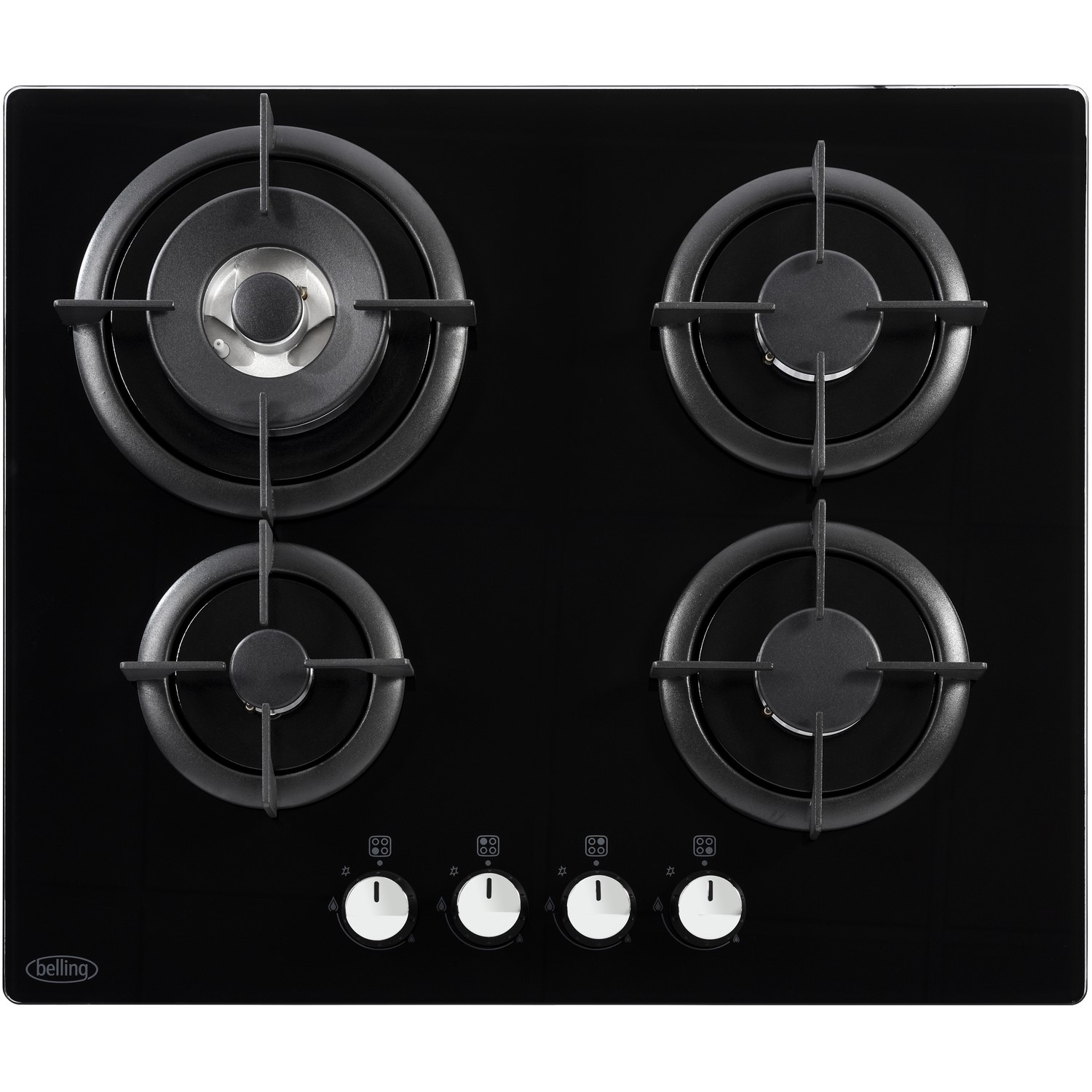 Belling GTG60C 60cm 4 Burner Gas-on-Glass Gas Hob - Black