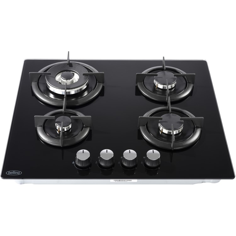 Belling 60cm 4 Burner Gas-on-Glass Gas Hob - Black