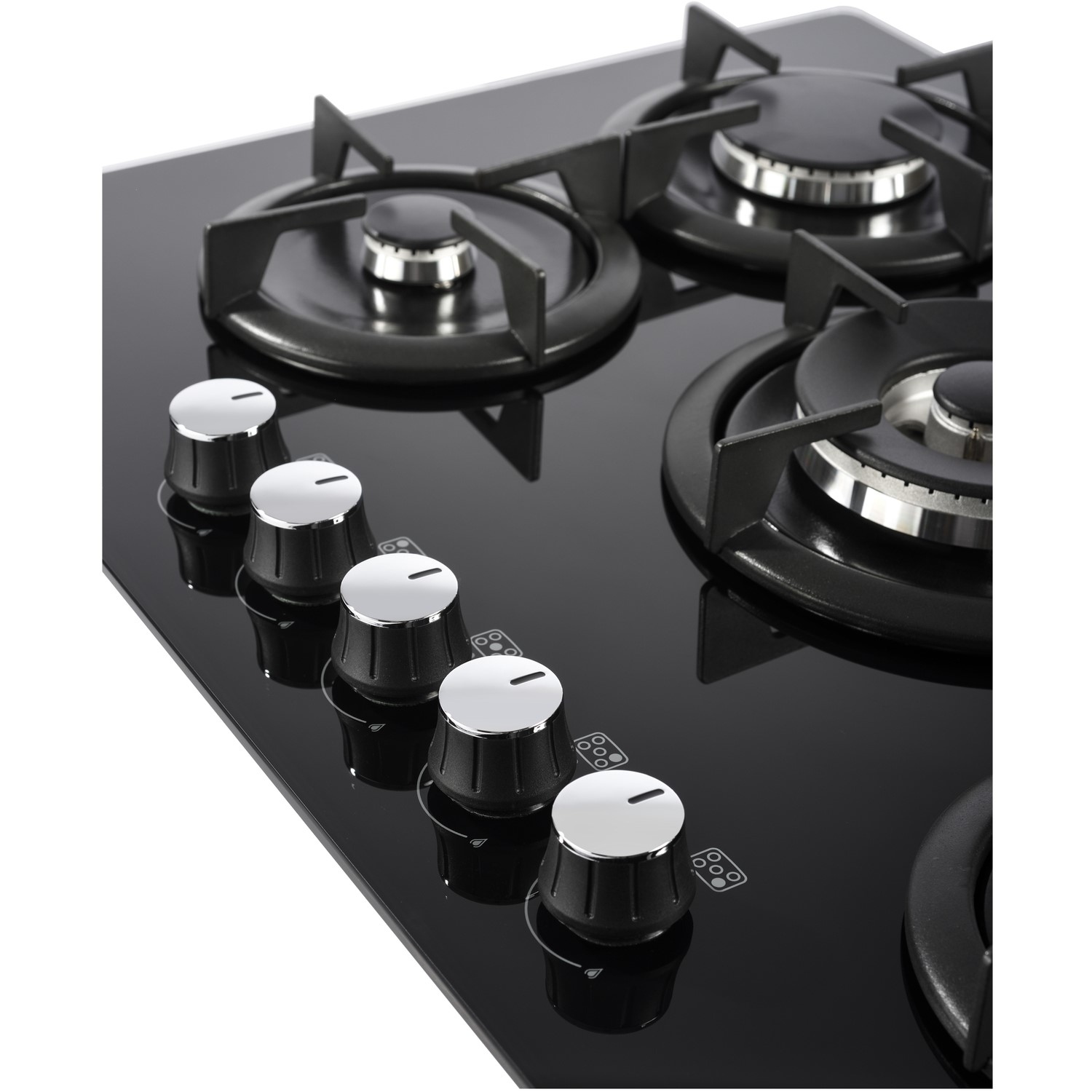 Belling GTG75C 75cm Front Control Five Burner Gasonglass Hob Black