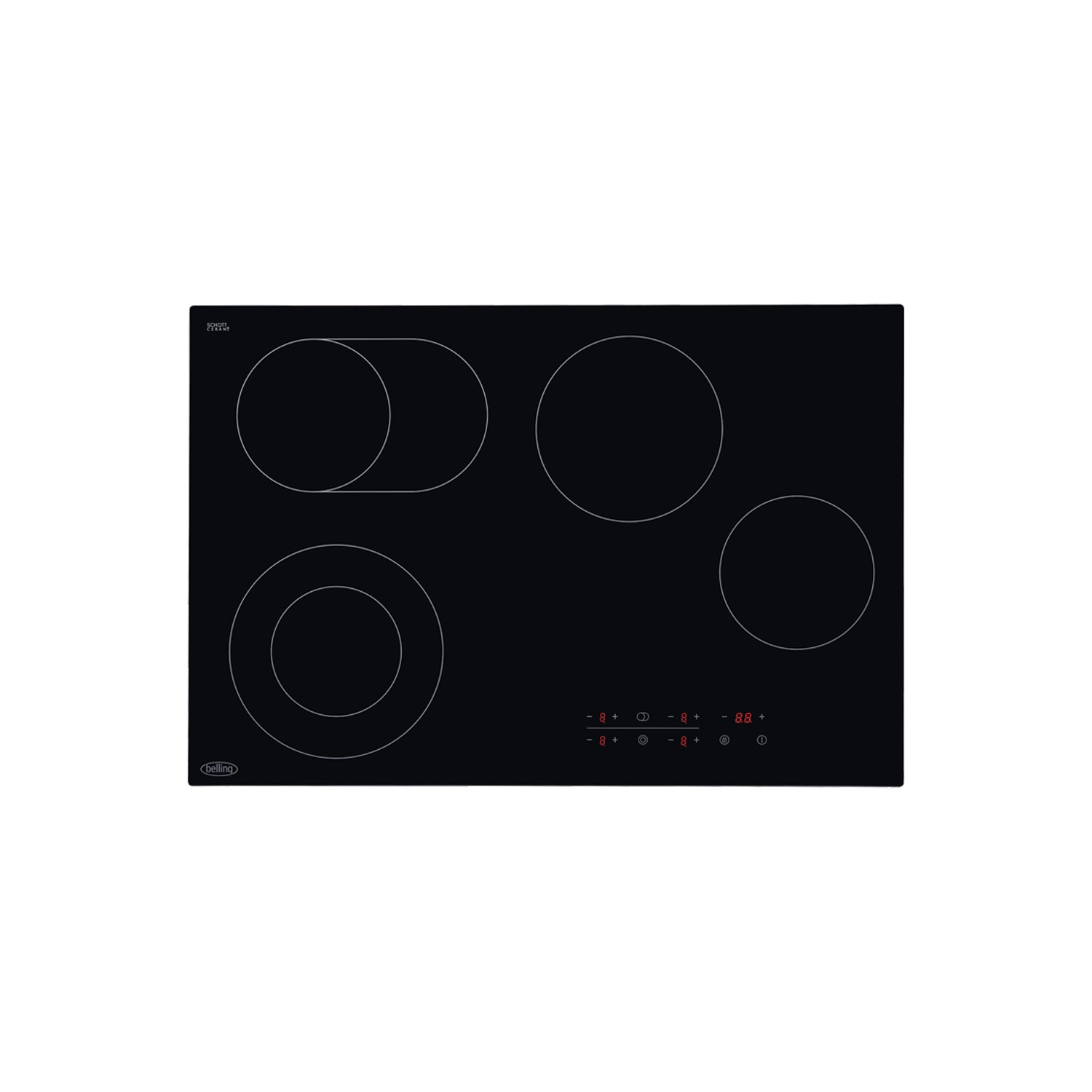 Belling CH772TX 77cm 4 Zone Ceramic Hob with Bridge Zone